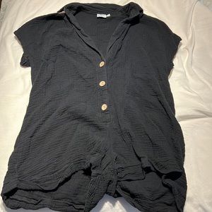 Princess Polly black button up collared romper